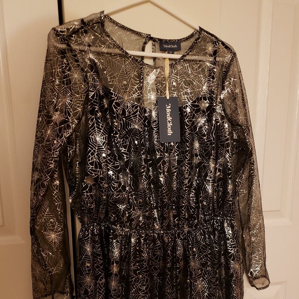 Modcloth Dazzle Do It Spiderweb Dress Size 1X NWT Halloween
